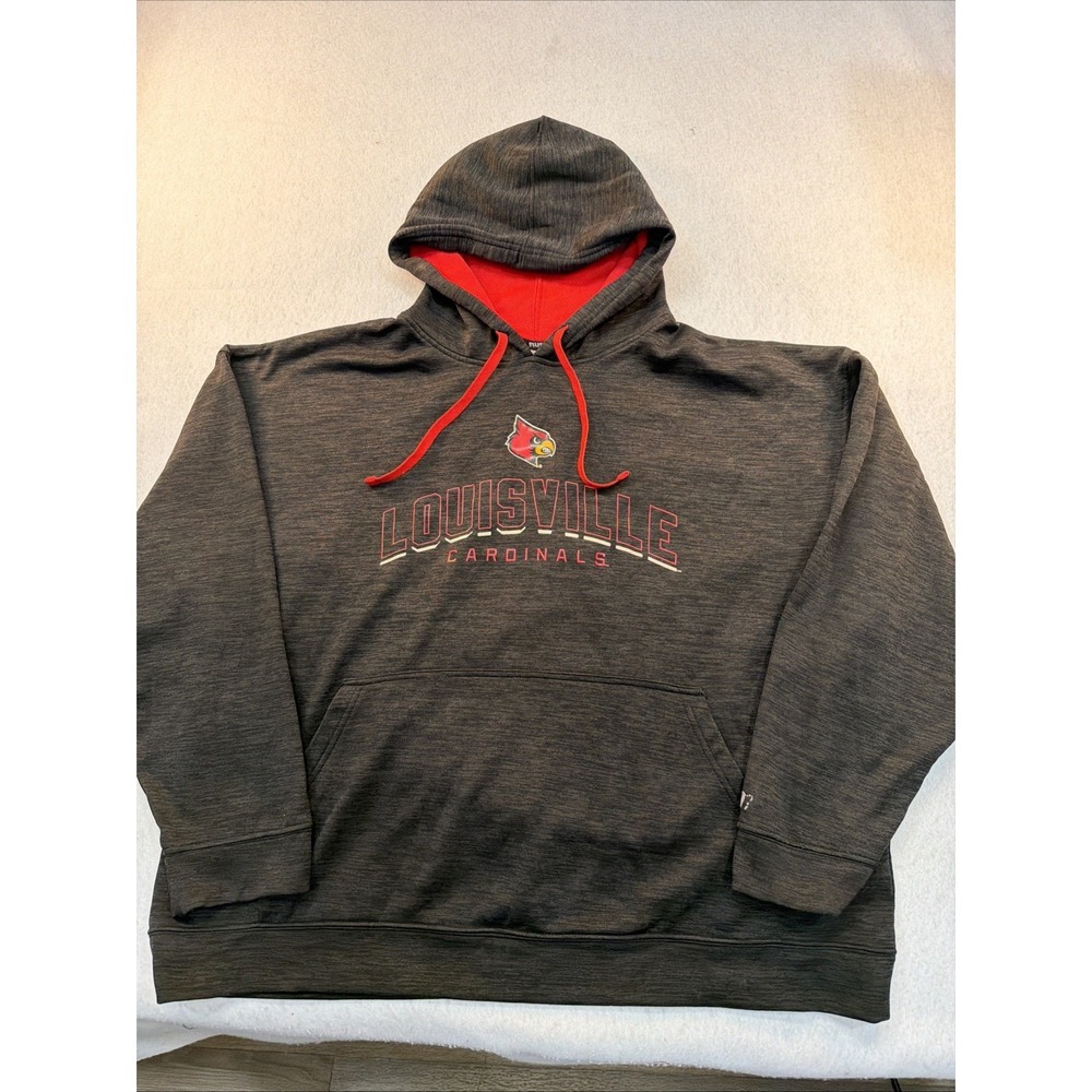 Louisville Cardinals Hoodie Men XX‎ Large Dark Gray Red Spell Out Sweatshirt